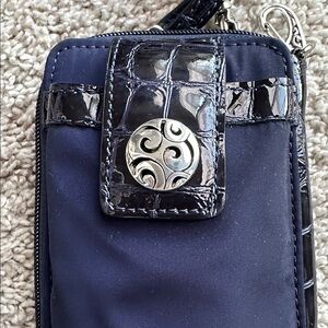 Brighton EUC small navy blue nylon crossbody. Patent leather on trim & strap